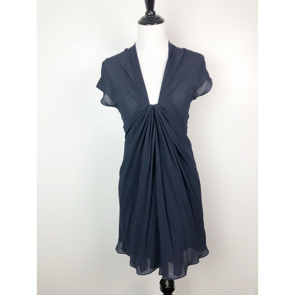 Aspesi Navy Silk Deep V Dress US 8